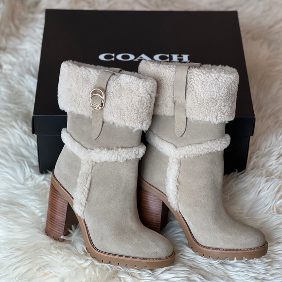Coach Harlie Suede Bootie Real Sheepskin - Picture 1 of 2